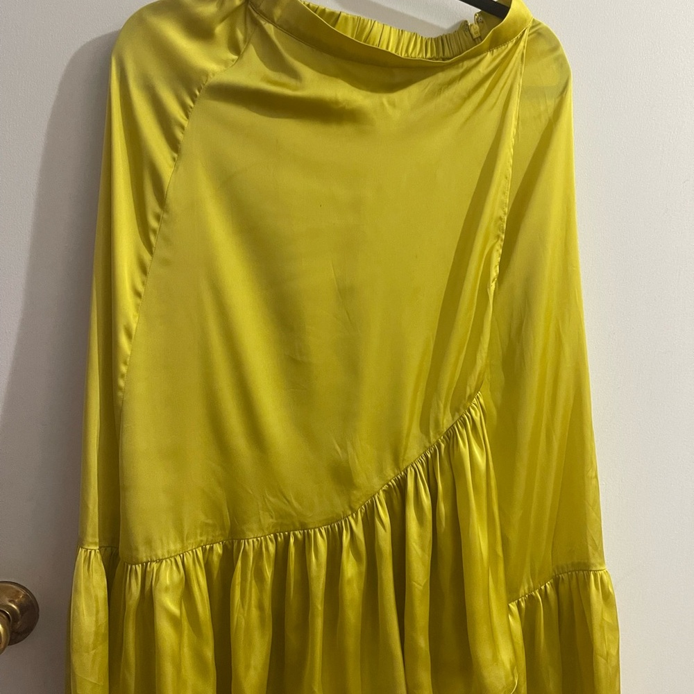 Vibrant Yellow Satin Skirt